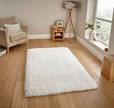 Handwoven White Shaggy Rug